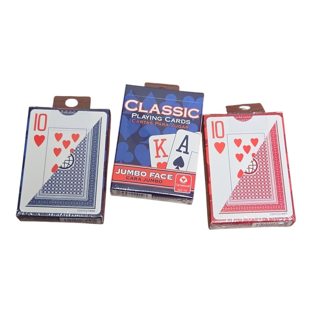 Cartamundi Classic Playing Cards Jumbo Face 3 Packs Red Blue Factory Sealed